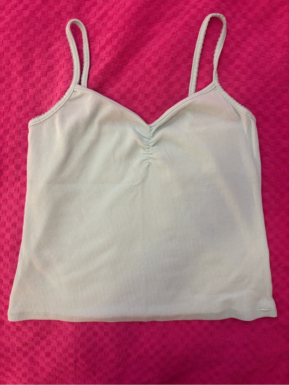 Y2K Turquoise Ribbed Spaghetti Strap Tank Top - Picture 2 of 4